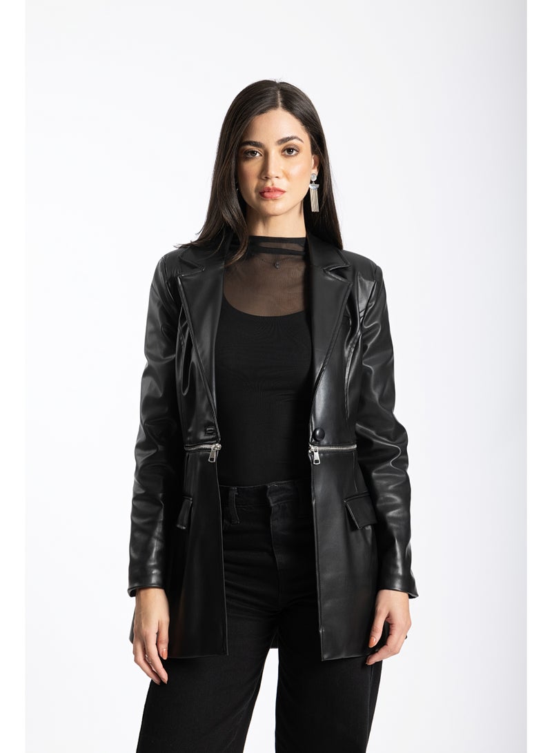 AMICI Cropped leather coat - Image 3